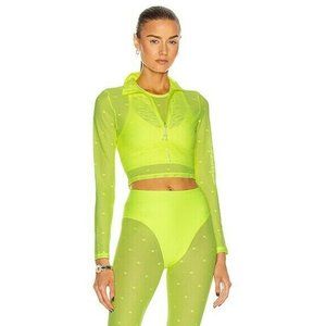 Adam Selman Sport Carbon38 Neon Yellow Mesh Crop Top NWT